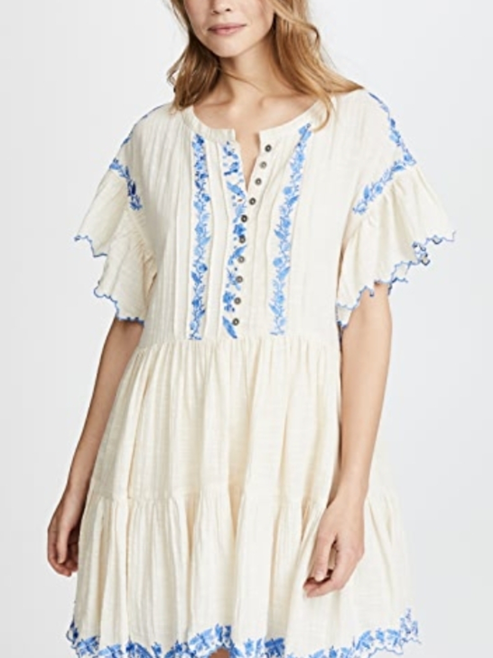 Free People Santiago Embroidered Endless Summer Dress Small Oversized Pockets - Picture 2 of 8